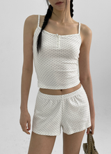 [MADE] Chori Henry Neck Dot Sleeveless (Built-in Cap)