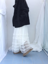 Cloud chiffon frill long skirt