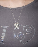 [925SILVER] ADORN HEART RIBBON NECKLACE