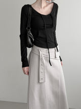 Hoodie Strap V-Neck Tee