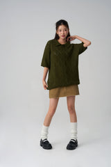 Argyle patterned short-sleeved knitwear