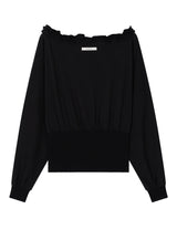 オフショルダー ラッフル トップ(BLACK)