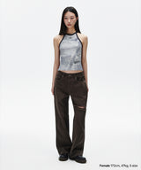 DENIM PRINTED HALTER KNIT