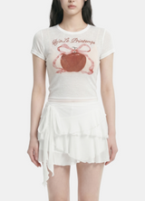 リア フレンチ アップル リボン Tシャツ