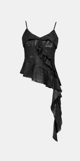 Unbalanced Frill Sleeveless Top