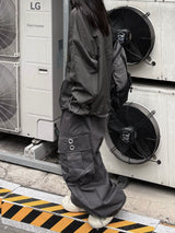 quad eyelet cargo wide pants