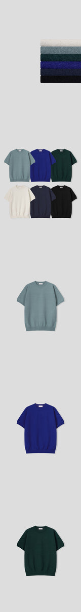 [S/S] ブークレラウンドネックハーフニット(6color)