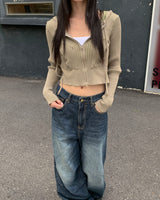 Back damage denim pants