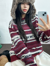ノルディックスノーフラワーディアニット🦌❤💙🩶3COLOR