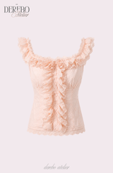 Peach Chiffon Frill Blouse