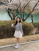Pastel Linen Motif Round Knit Cardigan (10color)