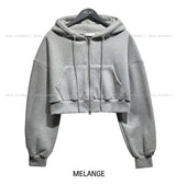 [U-BASIC] Tom Brushed Two Way Crop Hood Zip-Up