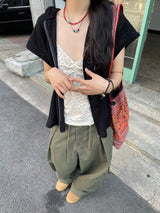 Knit Vest Hood Zip-Up