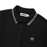 BUTTON POINT SLIM FIT COLLAR T-SHIRT - BLACK  