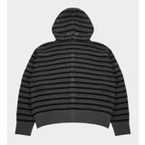 (UNISEX) メッシュストライプクロップドジップアップニット