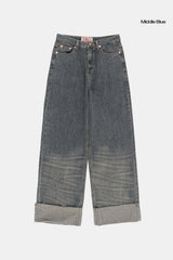 タイガーラフクロップロールアップデニムパンツ