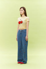 SIGNATURE BIG CHERRY CROP T-SHIRT - LEMON