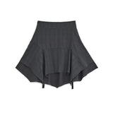 Strap layered midi skirt (Charcoal)