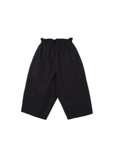 6CRAYON Black French Lotus Waist Drawstring Wide Leg Casual Shorts