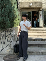 Dope two-tuck wide diagonal slacks