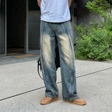 LMN Levy Curve Slit Wide Denim Pants (2 colors)