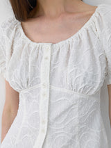 (BL-4322)BLOOMING SHIRRING BLOUSE