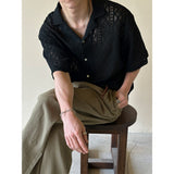 [UNISEX] ファブリックシースルーオープンカラシャツ (2color)