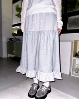 (2color) Line Dot Frill Skirt