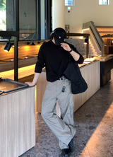 Bias Incision Washed Semi Wide Cargo Pants