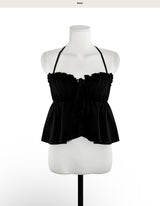 tod's hole frill & shirring halter bl
