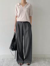 Whole Garment Collar Short Sleeve Knit
