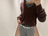 カシミアファインウールVネックニット(7color)