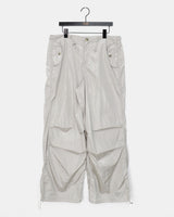 Qiya Glossy Shirring Parasuit Slit Wide Pants
