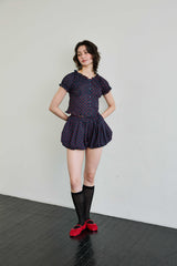 MINI HEART BALLOON SKIRT PANTS / NAVY