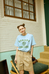 グリーンクラシックビッグロゴクルーネックスカイブルーショートスリーブTシャツ [Unisex]