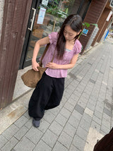Pocochi Check Shirring Blouse