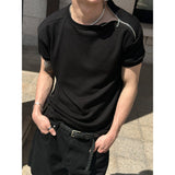 [S/S] Side zipper half knit t-shirts(3color)