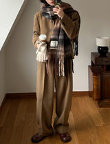Rondel two-tuck wool wide slacks