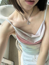 [925silver] Aurora crystal string necklace