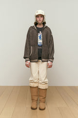 ニットミックスフーディージップアップ [BEIGE]