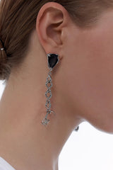 KVK SPIDER pyramid stone panel earrings