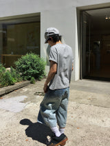 Rope Light Washing Bermuda Denim Pants