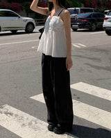Dart denim wide pants