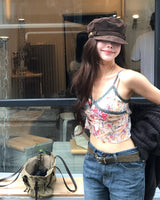 vintage olive cotton & leather L bag