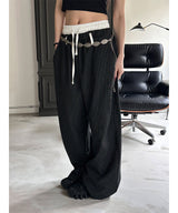 [Unisex] Layered belt stripe banding pants(2color)