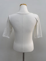 Pintuck U-Neck Elbow Length T-Shirt