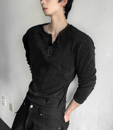 Pigment Henley Neck Knit Long Sleeve