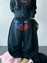 Balloon May Set-Up Available Fleece Printed Tattoo Embroidery Balloon Long Pant 🩶✨ 2 COLOR