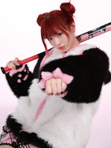 EvilTooth カンフーパンダ 中国風サブカルチャー フェイクファージャケット