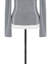sheer white line heart-neck top